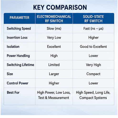 Electromechanical vs Solid-State RF Switches: Key Differences