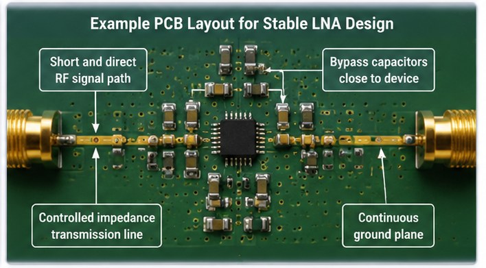 Example PCB Layout for Stable LNA Design