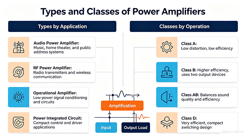 Types and Classes of Power Amplifiers