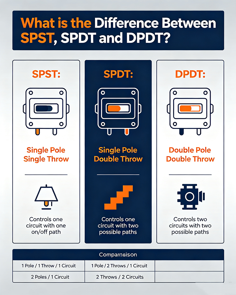 What is the Difference Between, SPST, SPDT and DPDT