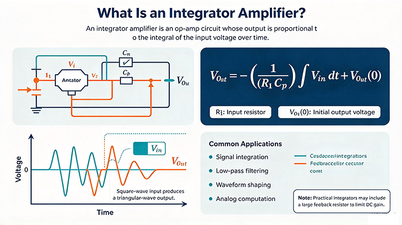 The Integrator Amplifier: Definition, Circuit, Transfer Function, and Uses