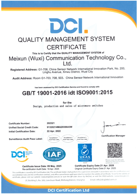 Quality Management System Certificate
